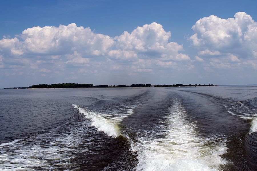 photo of Hart-Miller Island looking back from the boat on the trip back to the mainland