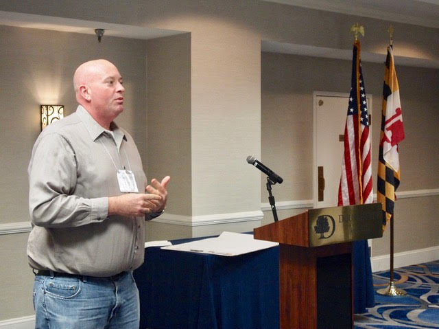 Matt Parker, an extension agent working on his Ph.D., addresses the group. Photograph, Rona Kobell