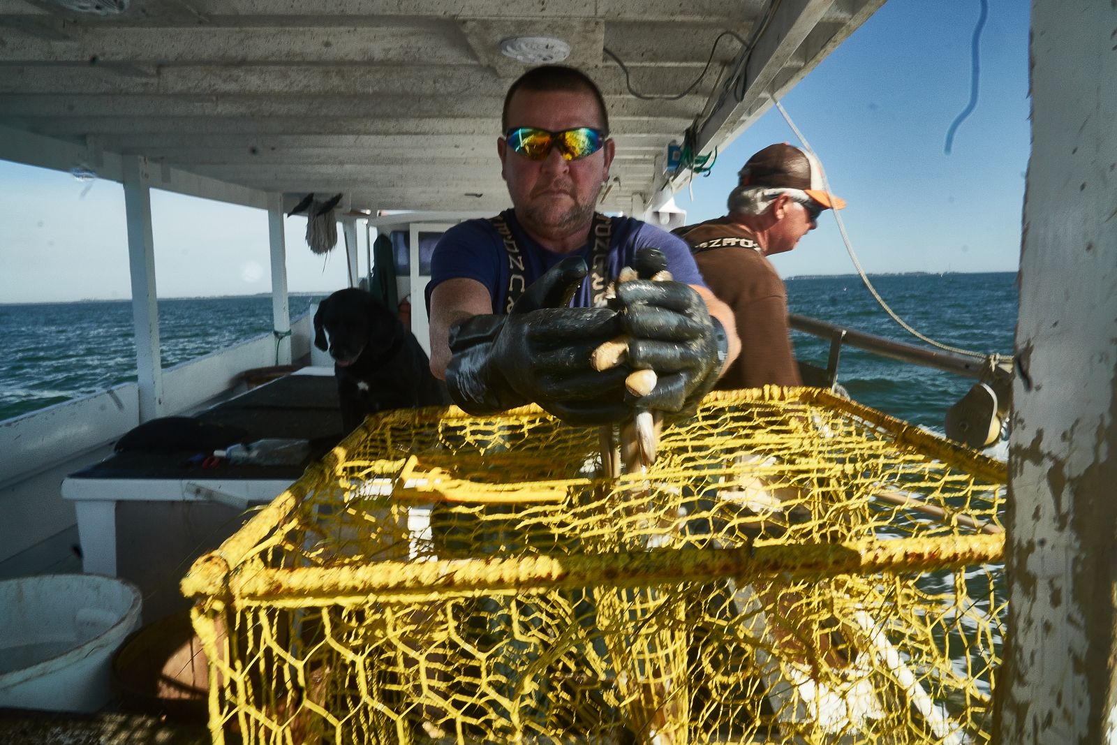 Working on crab boat