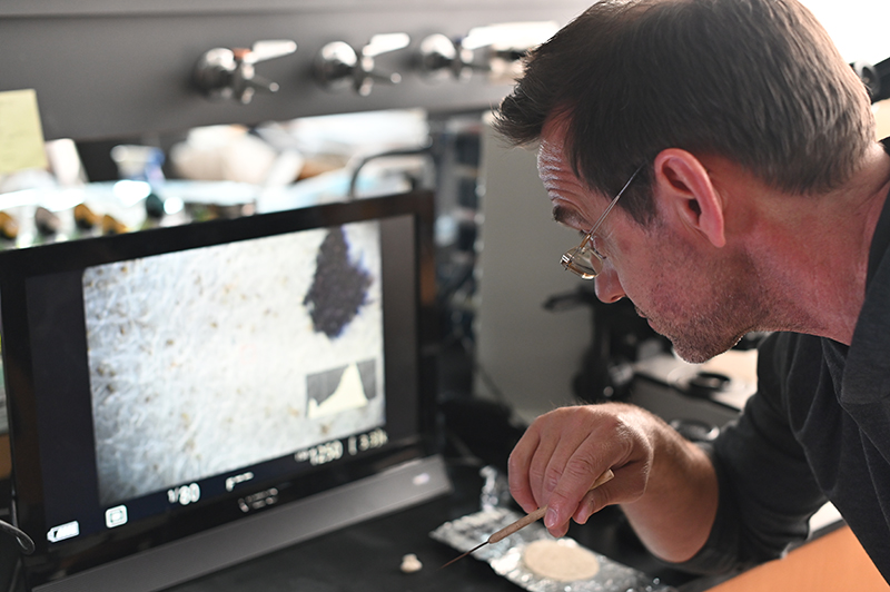 J. Adam Frederick examines the camera’s field of view using an external monitor.