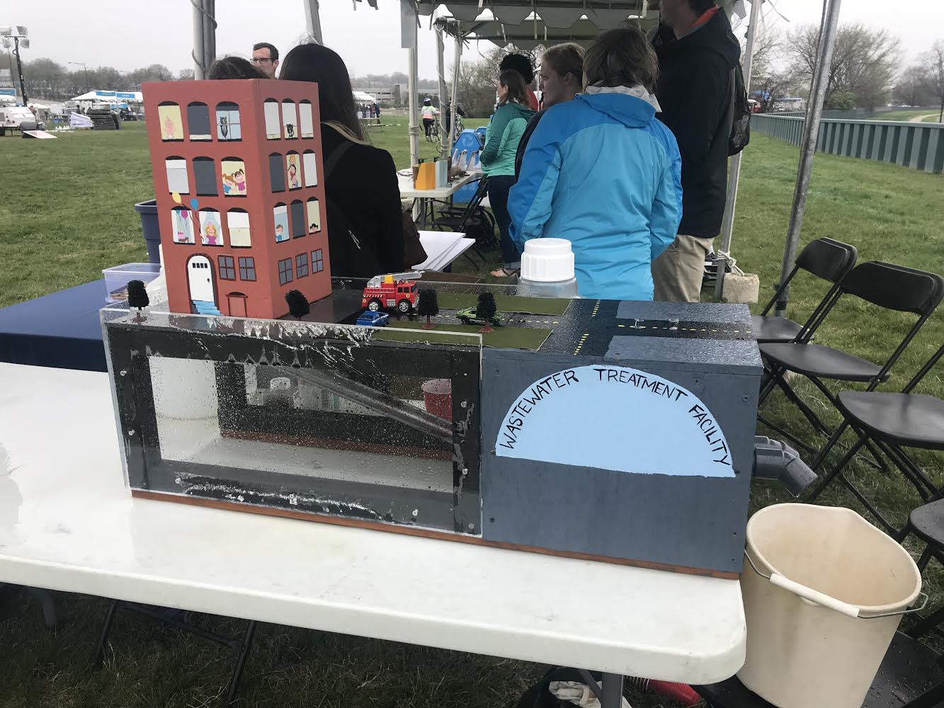 At the 4th annual Anacostia River festival, I used a wastewater treatment plant model to explain the goal of the Tunnel project to local citizens. Photo credit: Samantha Gleich