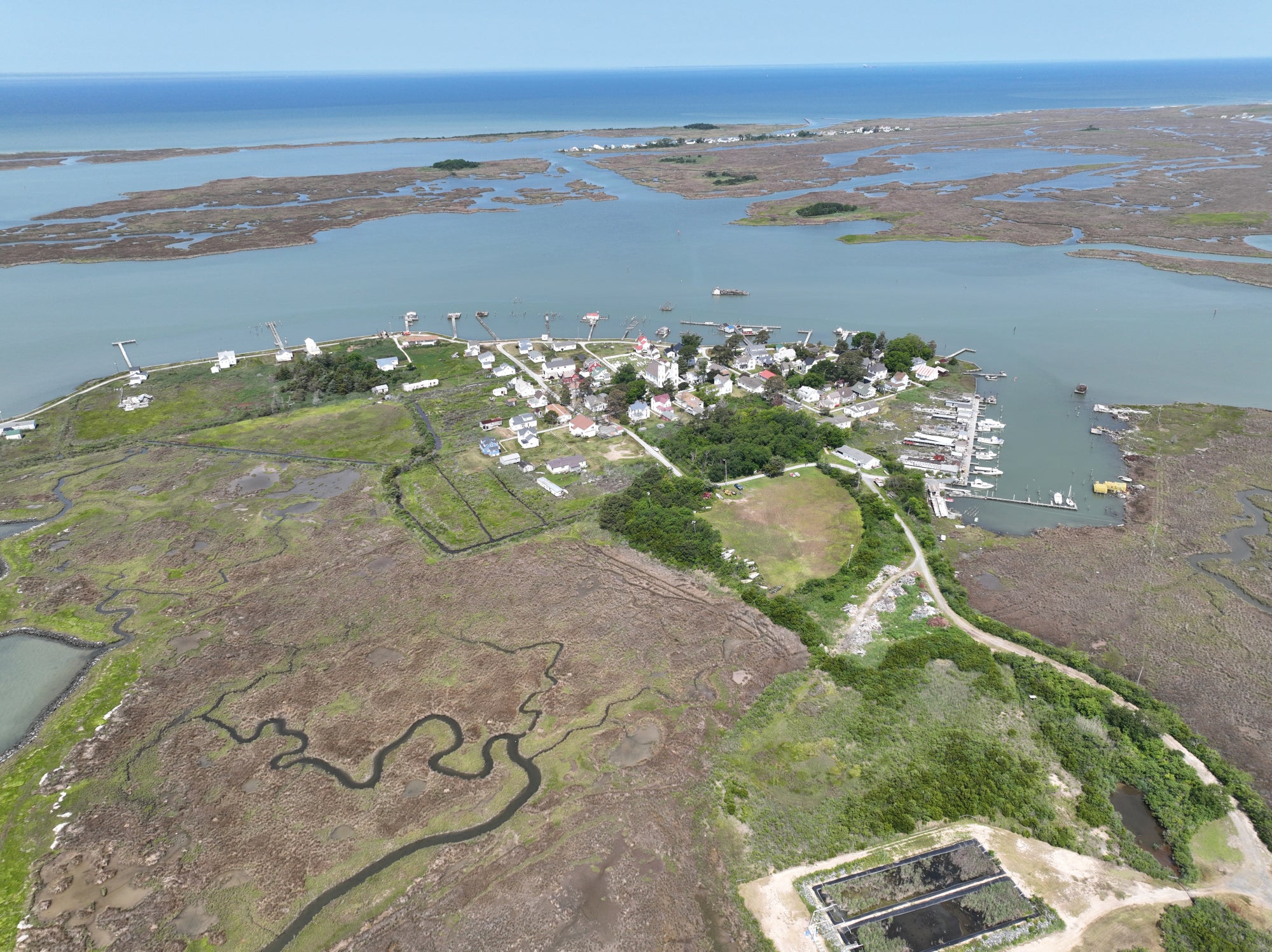 Aerial view of Tylerton on Smith Island