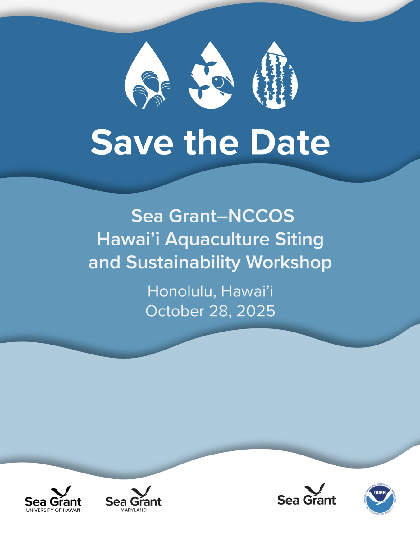 Save the date flier for the Hawaiʻi Sea Grant-NCCOS Workshop