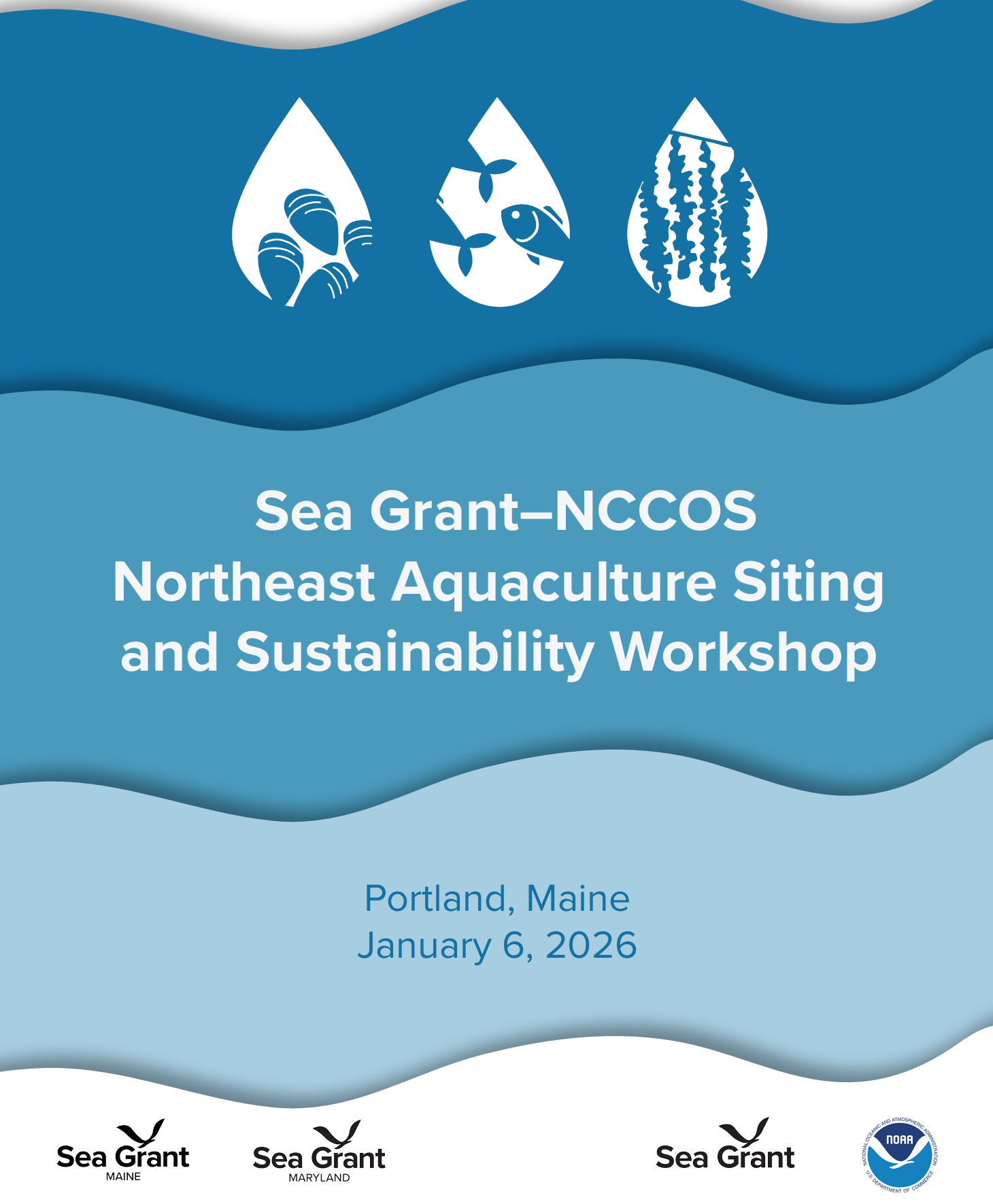 Front page of the Sea Grant-NCCOS Northeast Aquaculture Siting and Sustainability Workshop briefing book