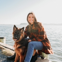 Samantha Schiano with her dog, Nova