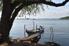 Artisanal fishing boats parked at Tasajera Island, El Salvador.