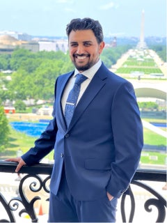 Abdulmajid Alrefaie on the Speaker’s Balcony at the US Capitol, overlooking the National Mall in Washington, DC