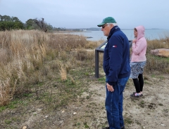 Author Taryn Sudol tours a bayside restoration project in Assateague State Park. Credit: Cayla Cothron