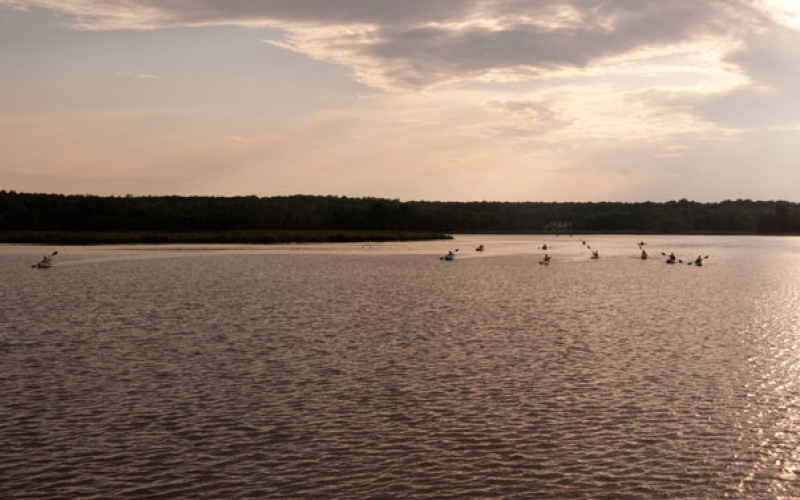 Kayaks at Sunset